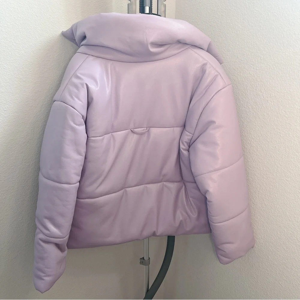 NWOT Nanushka HIDE Vegan Leather puffer jacket Lilac - Picture 10 of 13